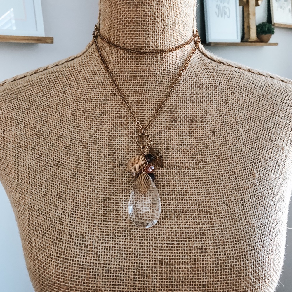 Acrylic & Feather Charm Necklace